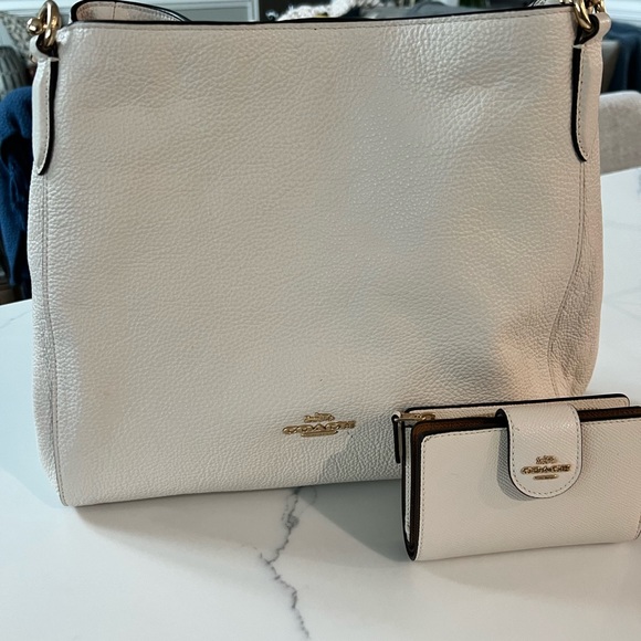 Coach Bags Coach Hallie Shoulder Bag In Chalkgold With Matching